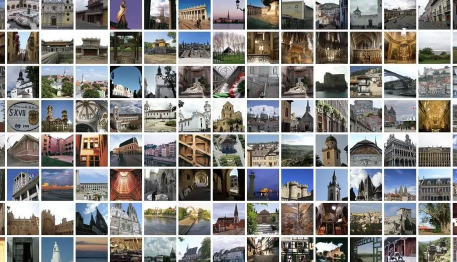 Kolāža kvadrātos ar UNESCO Pasaules mantojuma vietu attēliem