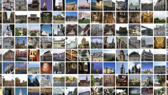 Kolāža kvadrātos ar UNESCO Pasaules mantojuma vietu attēliem
